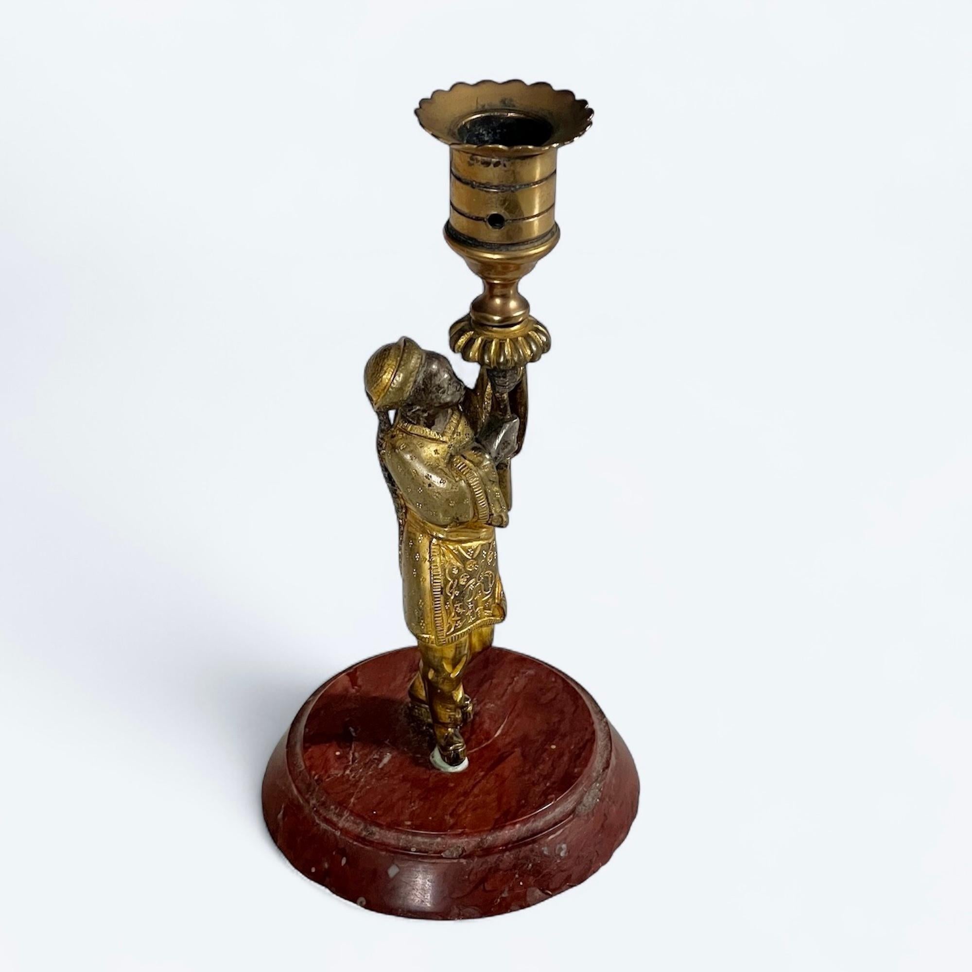 A 19Th Century Parcel Gilt-Bronze Candlestick In condizioni buone in vendita a London, GB