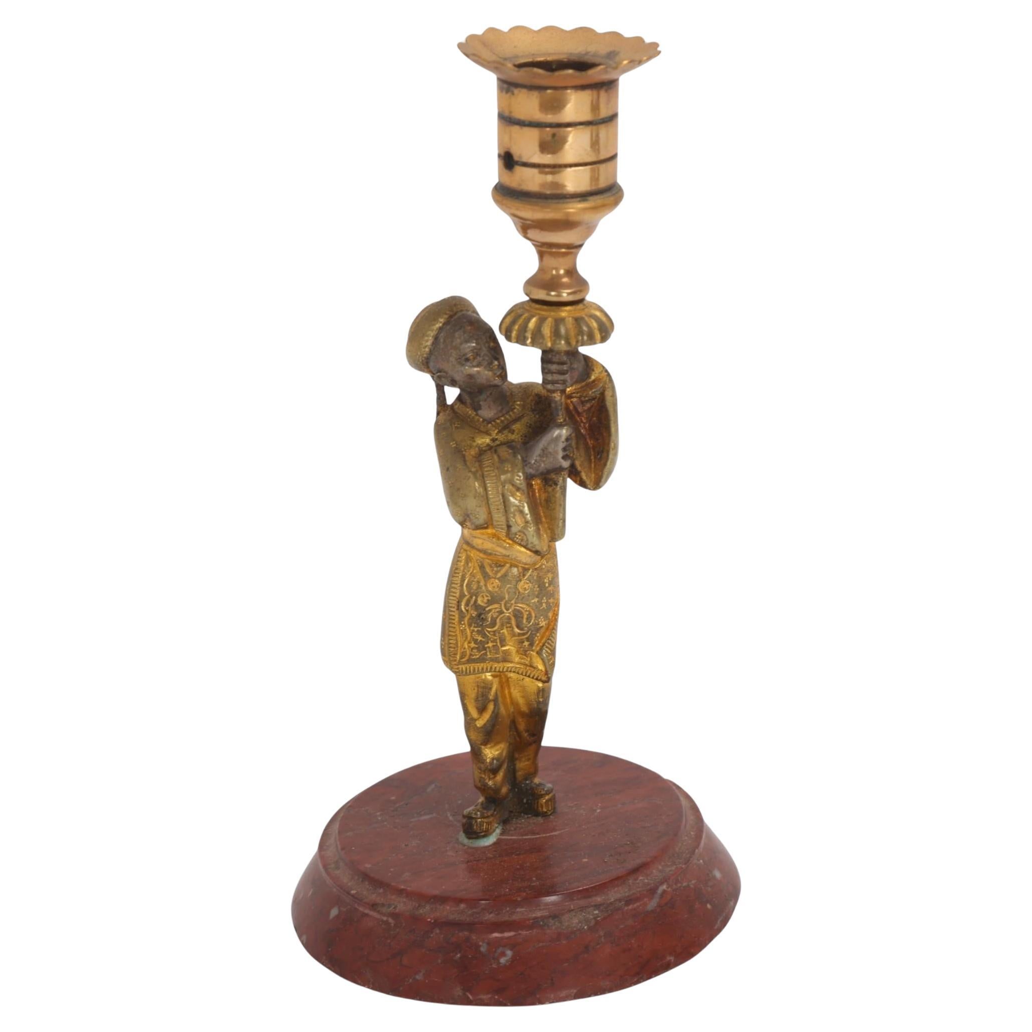 A 19Th Century Parcel Gilt-Bronze Candlestick in vendita