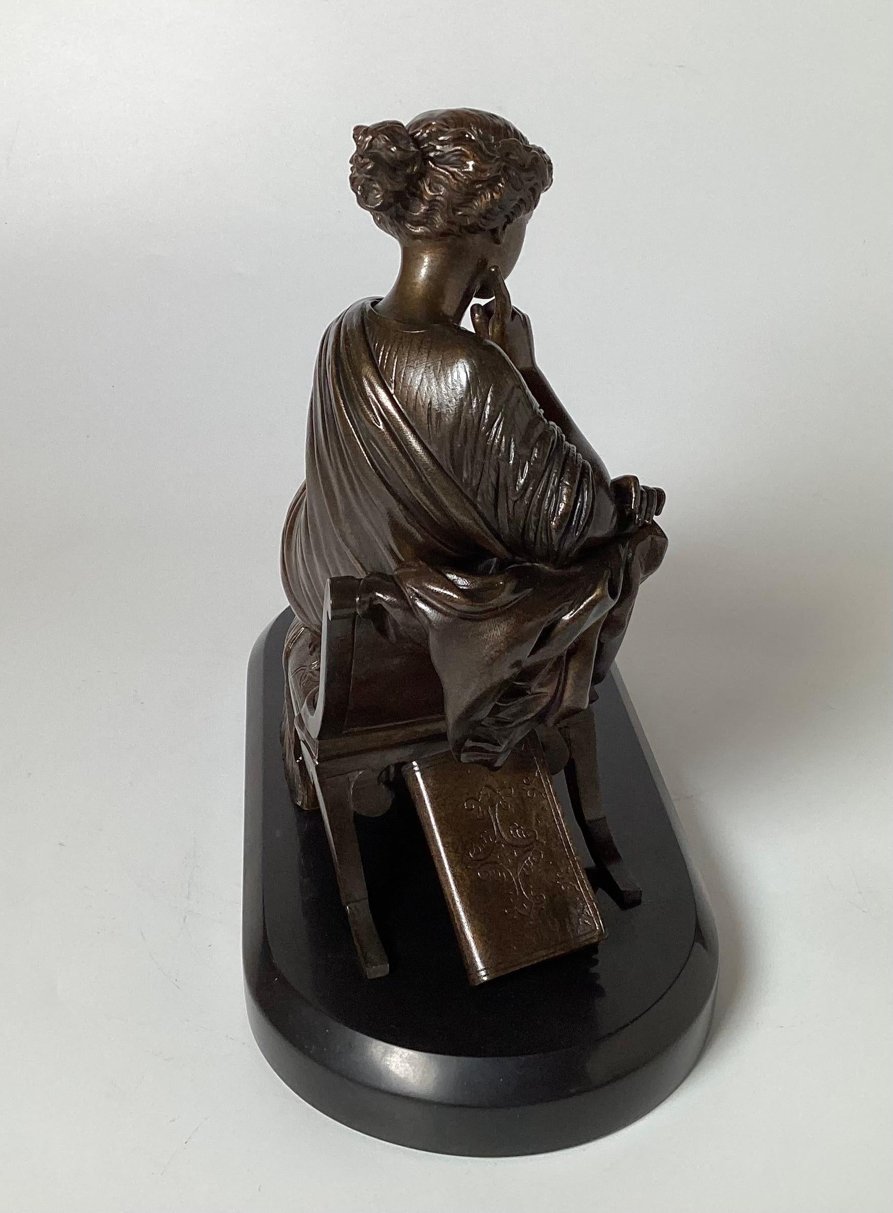 Neoclassical A 19th Century Patinated Bronze after Moreau on Slate Base For Sale