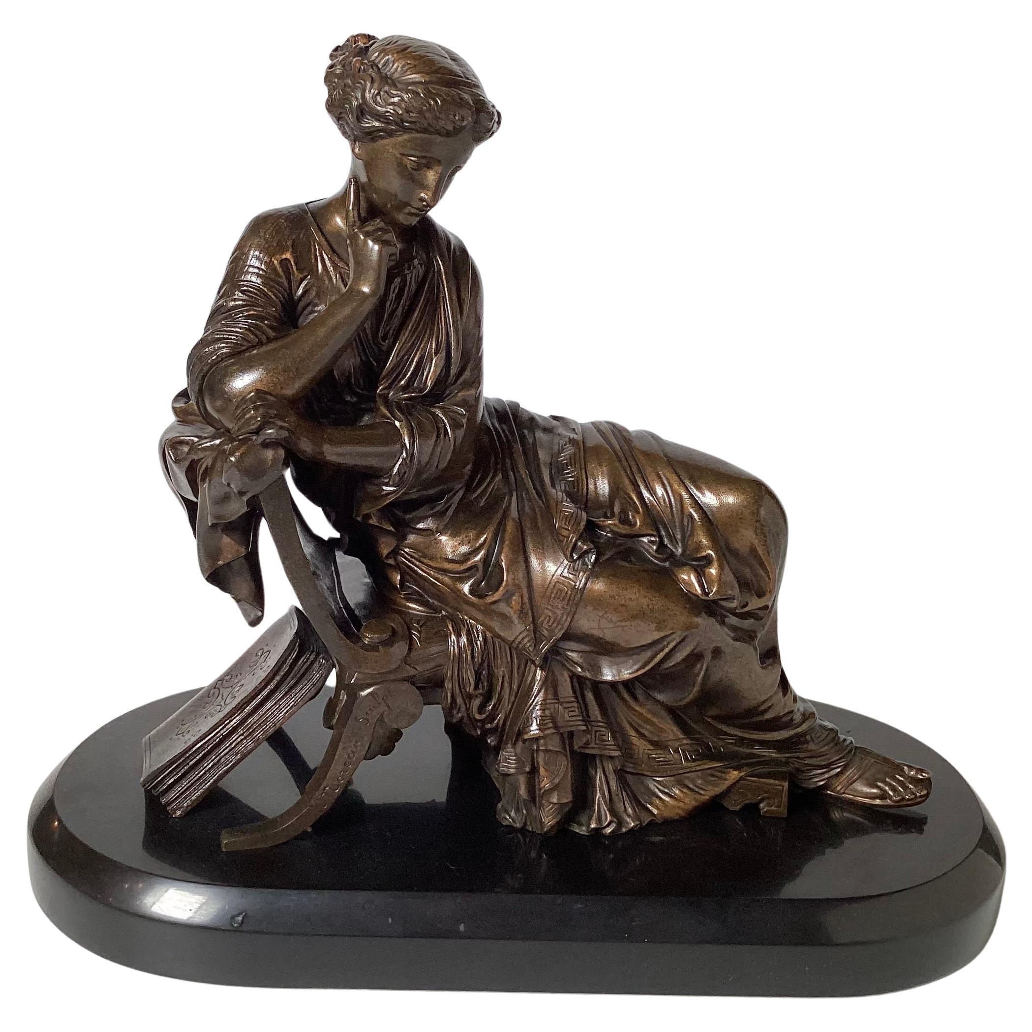 A 19th Century Patinated Bronze after Moreau on Slate Base For Sale