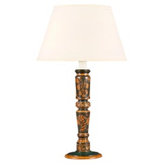 A 19th Century Penwork Wooden Column Lamp
