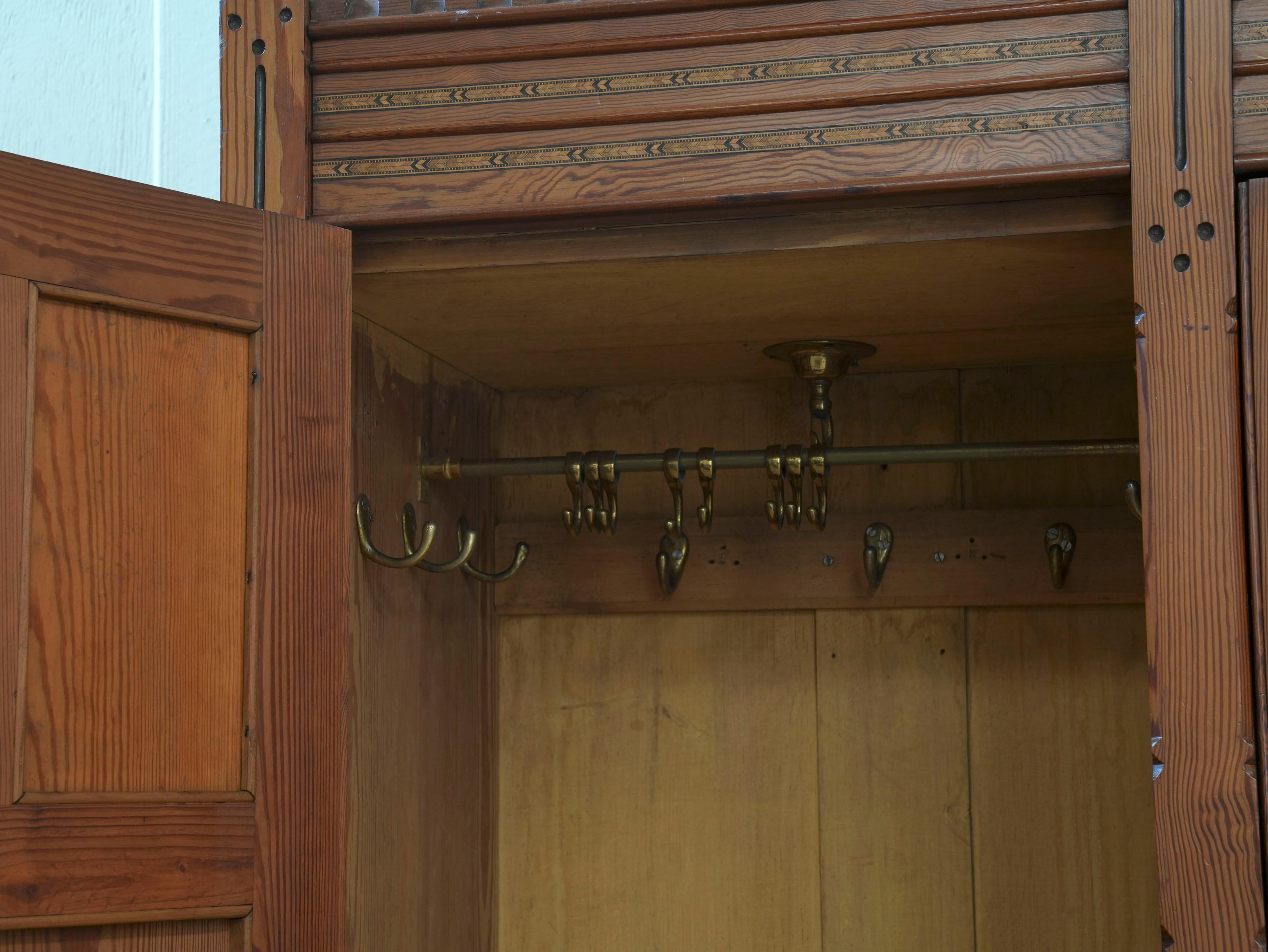 A 19th Century Pitch Pine Gothic Revival Wardrobe 3