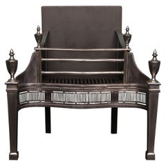 A 19th Century Polished Steel Fire Grate in the Adam Style