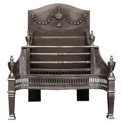 A 19th Century Polished Steel Fireplace Fire Grate