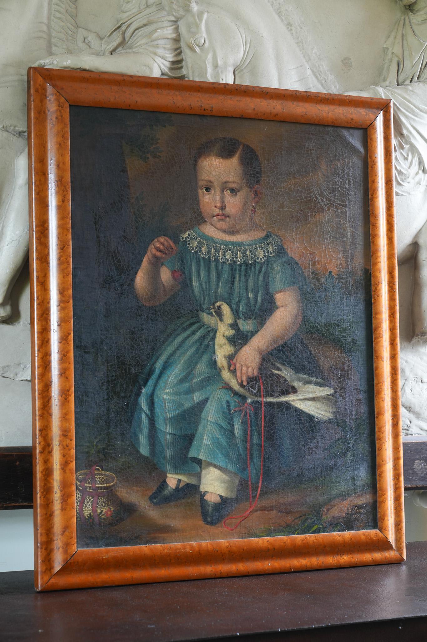 A 19th Century Portrait of a Boy With Pet Pigeon For Sale 8