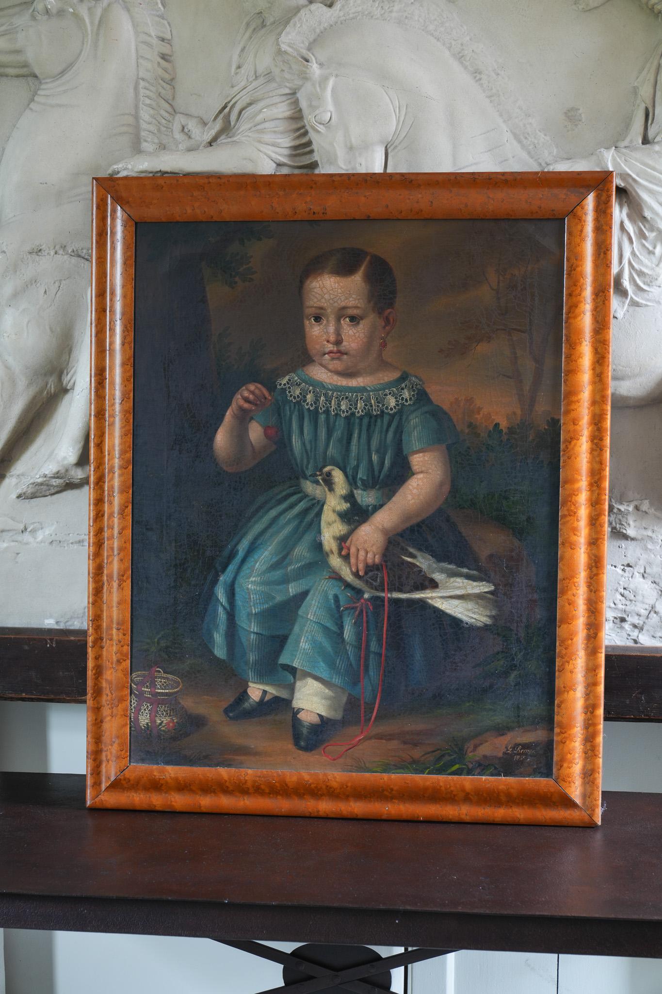 A 19th Century Portrait of a Boy With Pet Pigeon In Good Condition For Sale In Conwy, GB