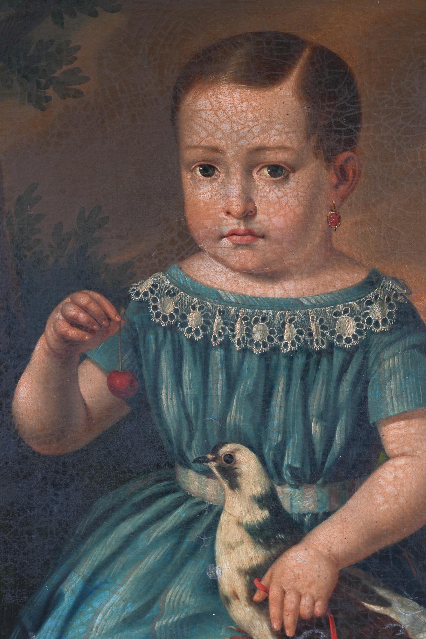 A 19th Century Portrait of a Boy With Pet Pigeon For Sale 1