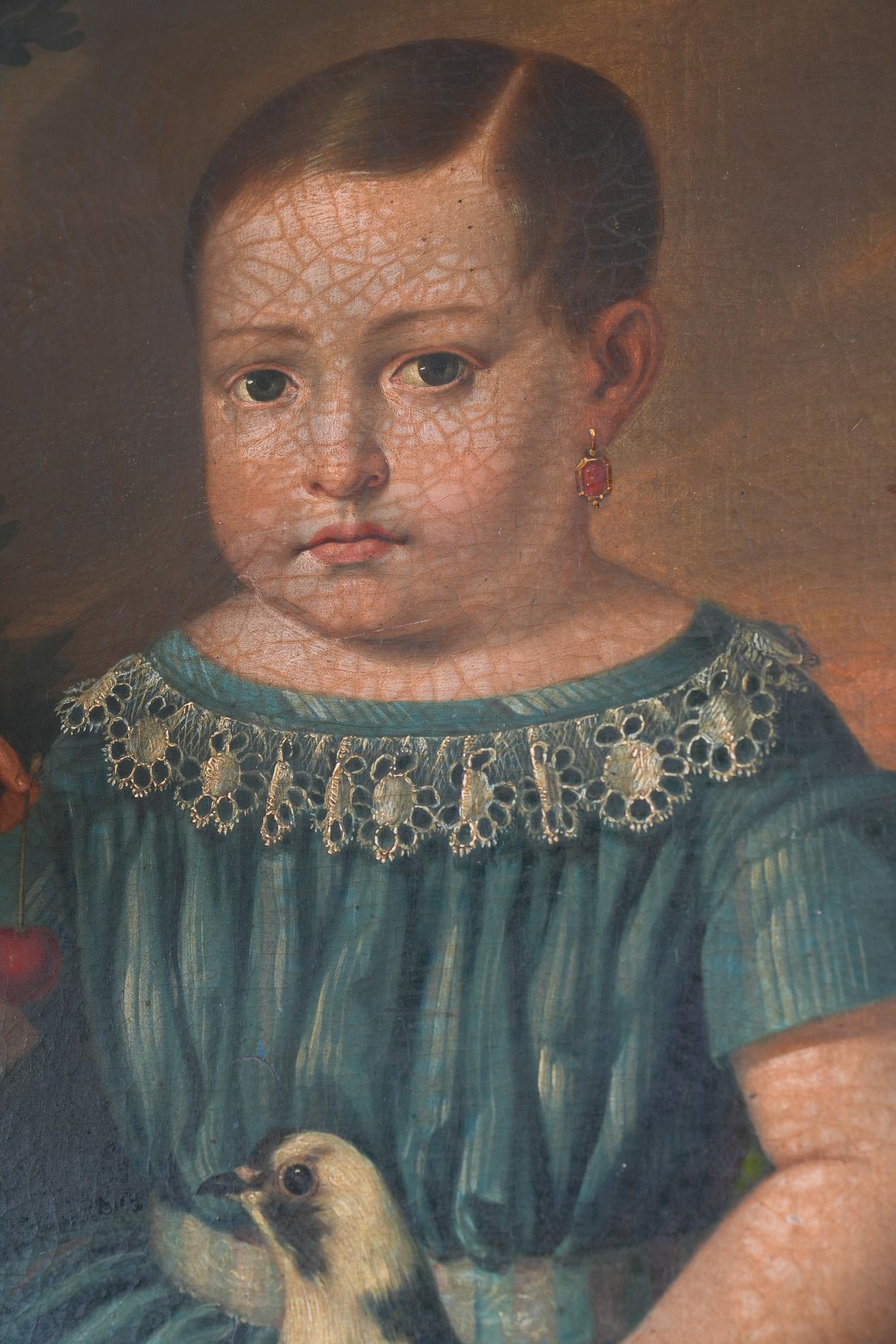 A 19th Century Portrait of a Boy With Pet Pigeon For Sale 4