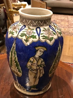 A 19th Century, Qajar Underglaze Painted Pottery Vase - Iran