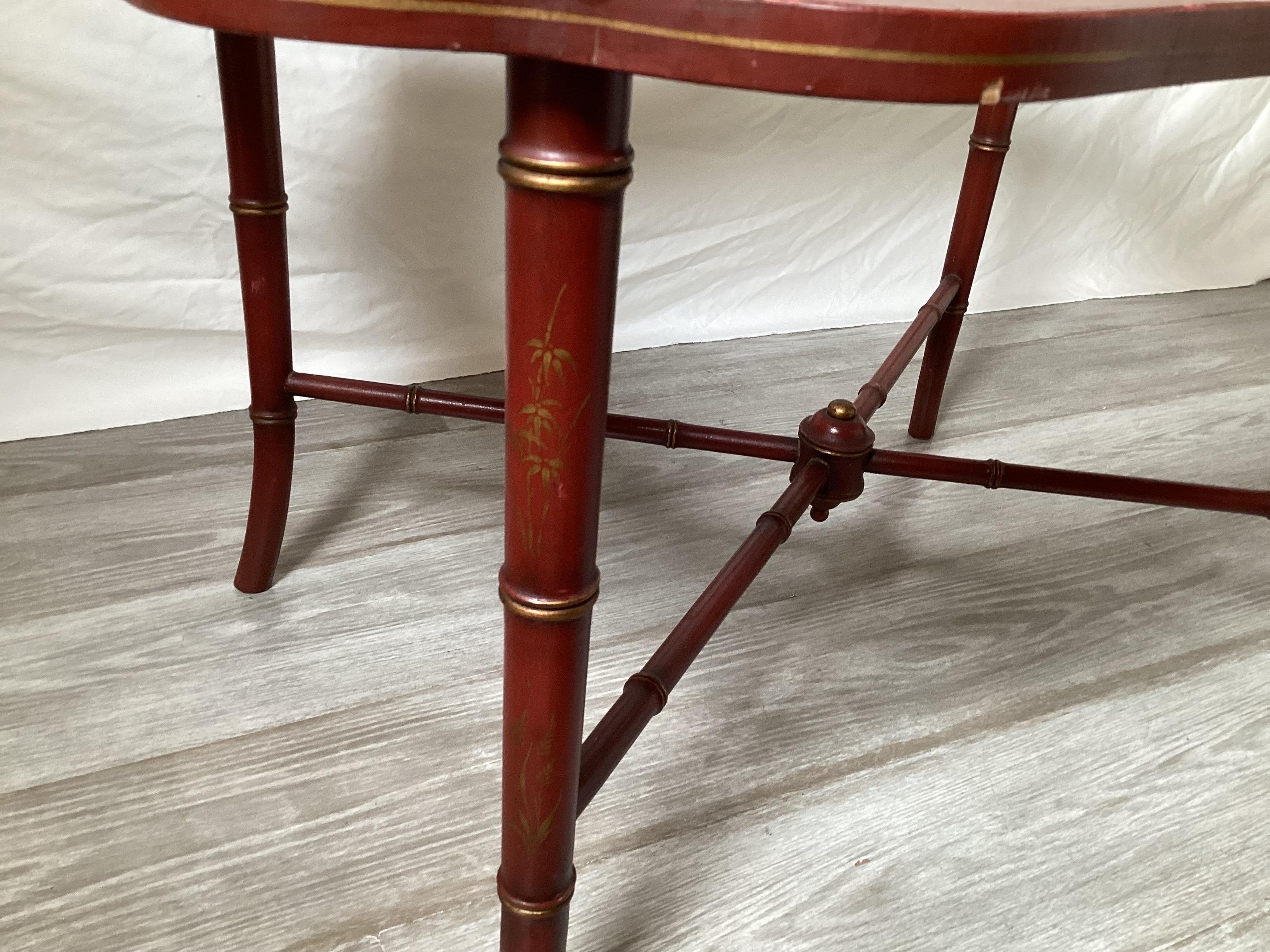 A 19th Century Red Chinoiserie Tray Table on Later Base For Sale 4