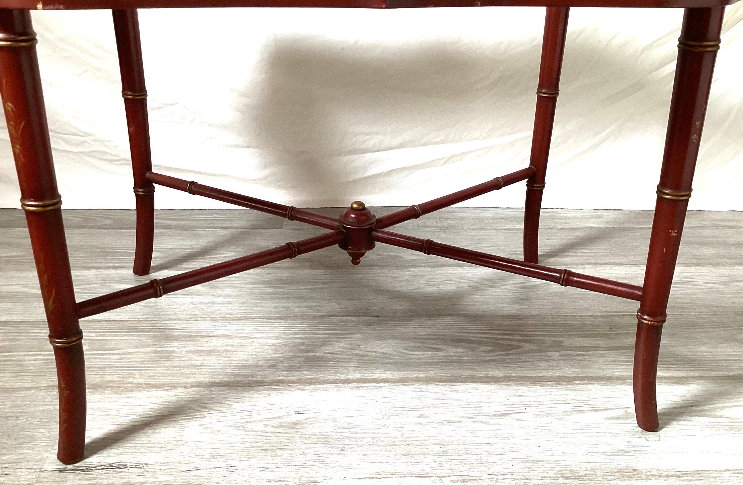 A 19th Century Red Chinoiserie Tray Table on Later Base For Sale 3