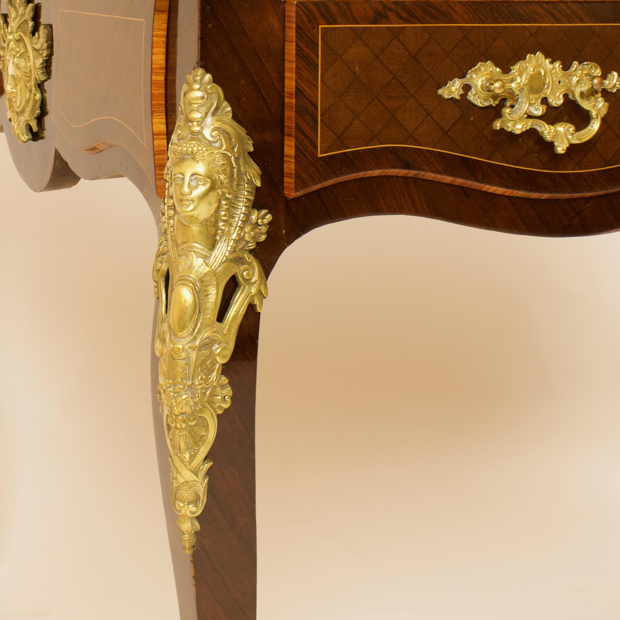 19th Century Regence Louis XV Gilt Bronze Marquetry Bureau Plat or Desk 6