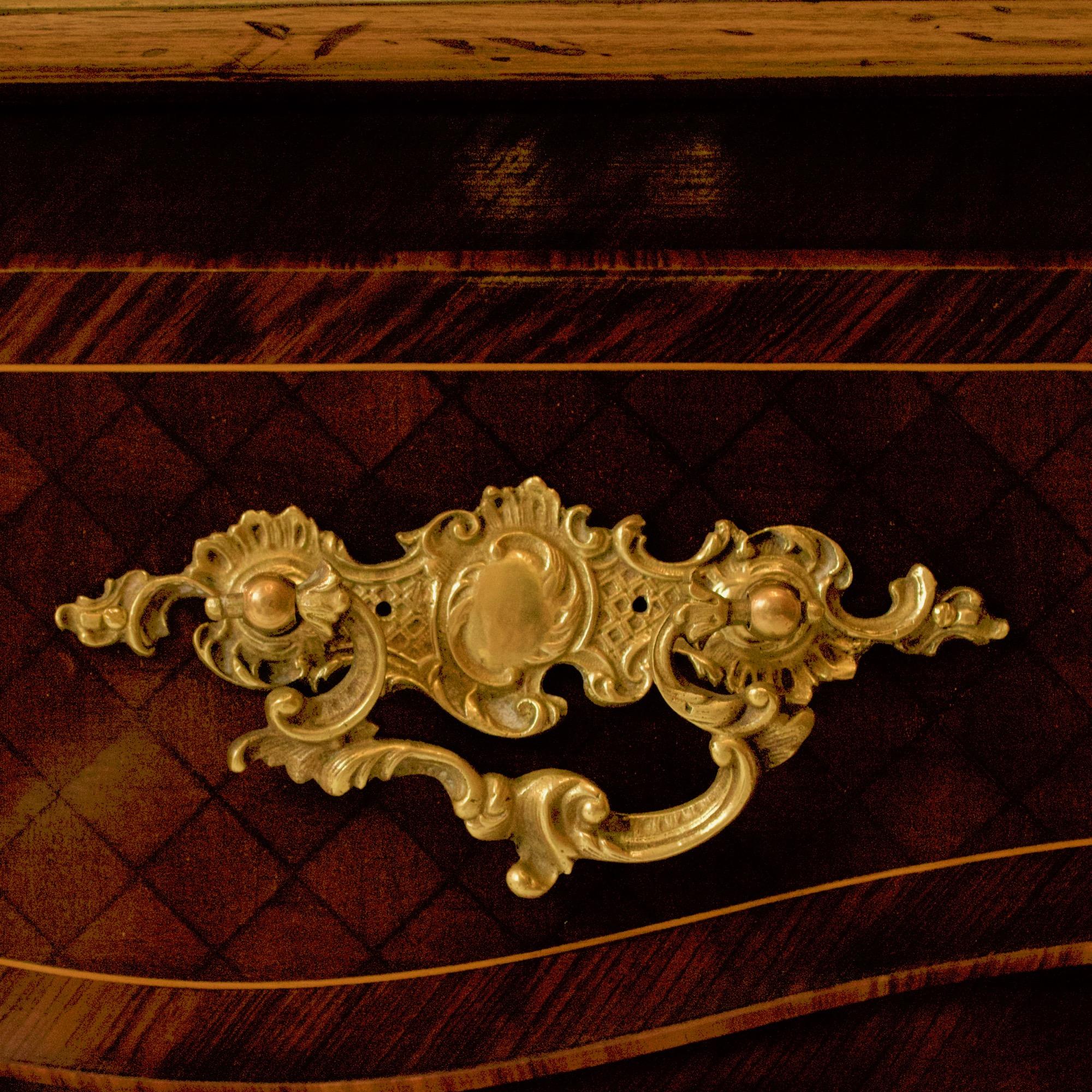 19th Century Regence Louis XV Gilt Bronze Marquetry Bureau Plat or Desk 7