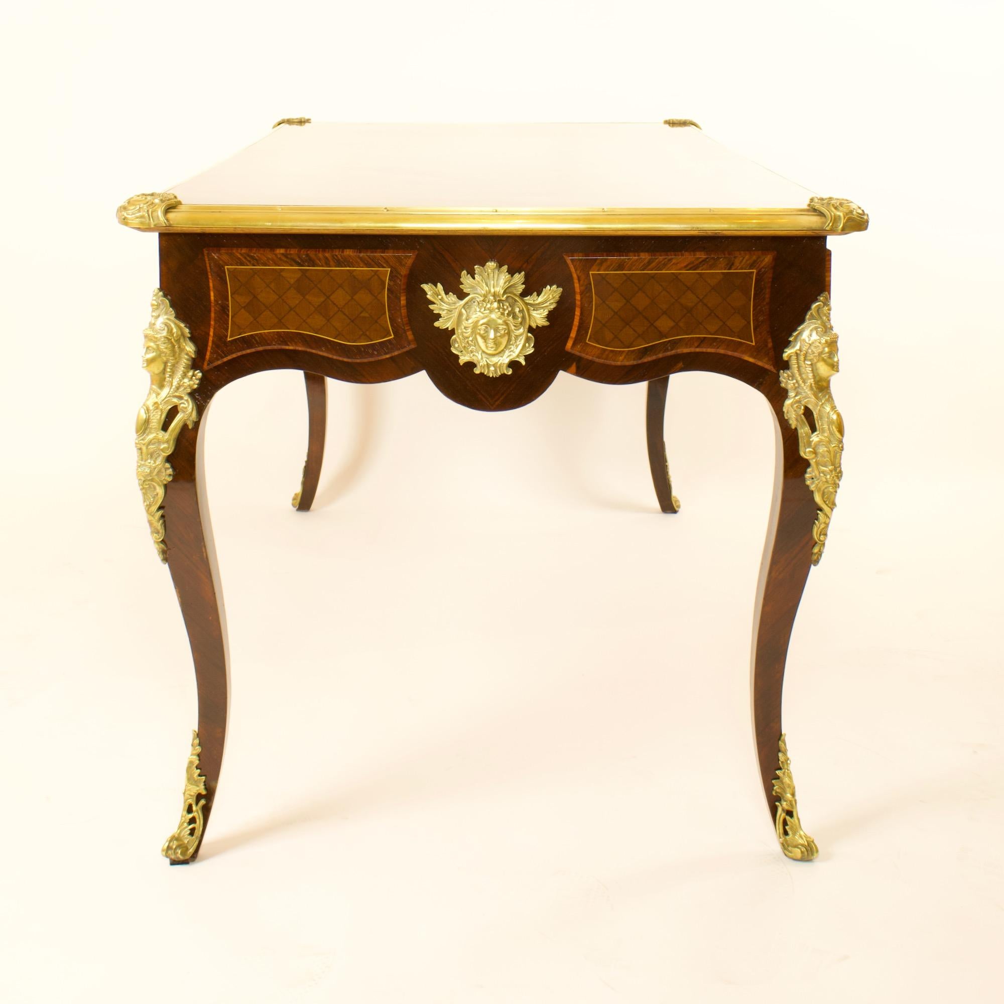 19th Century Regence Louis XV Gilt Bronze Marquetry Bureau Plat or Desk In Good Condition In Berlin, DE