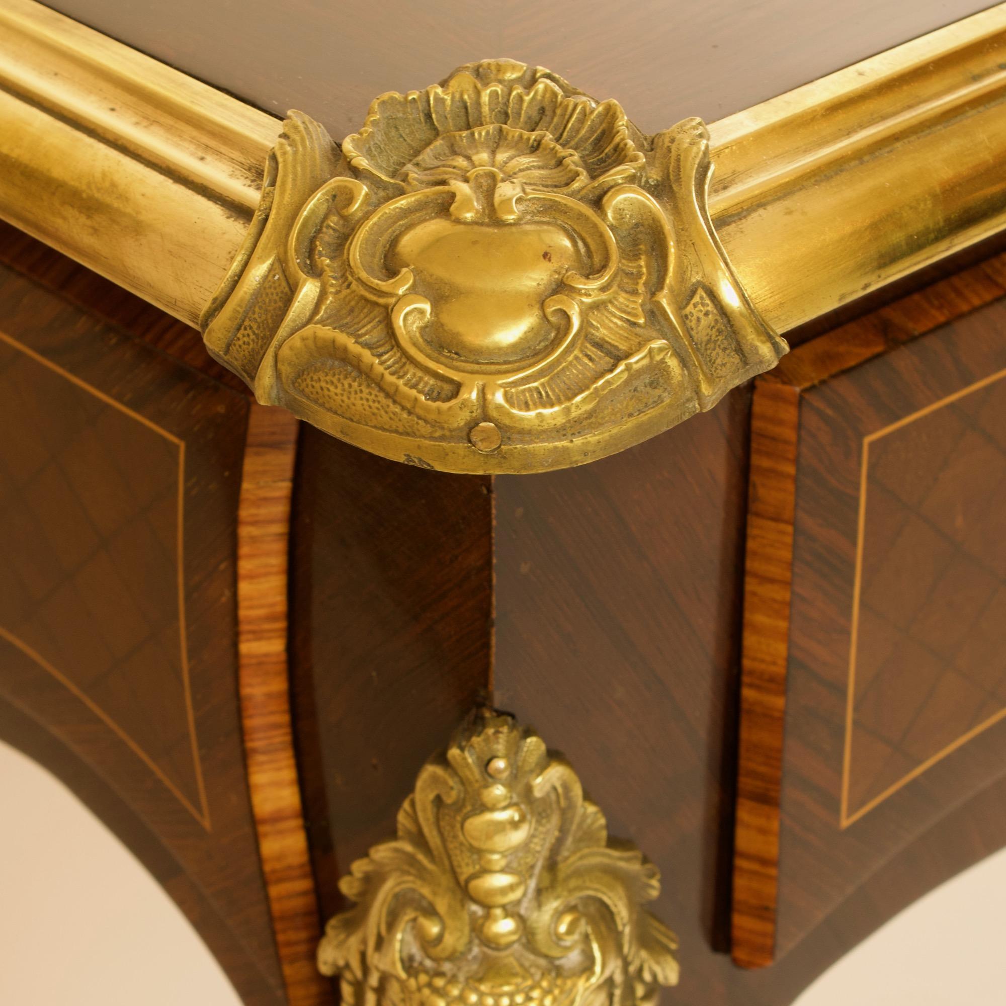 19th Century Regence Louis XV Gilt Bronze Marquetry Bureau Plat or Desk 3