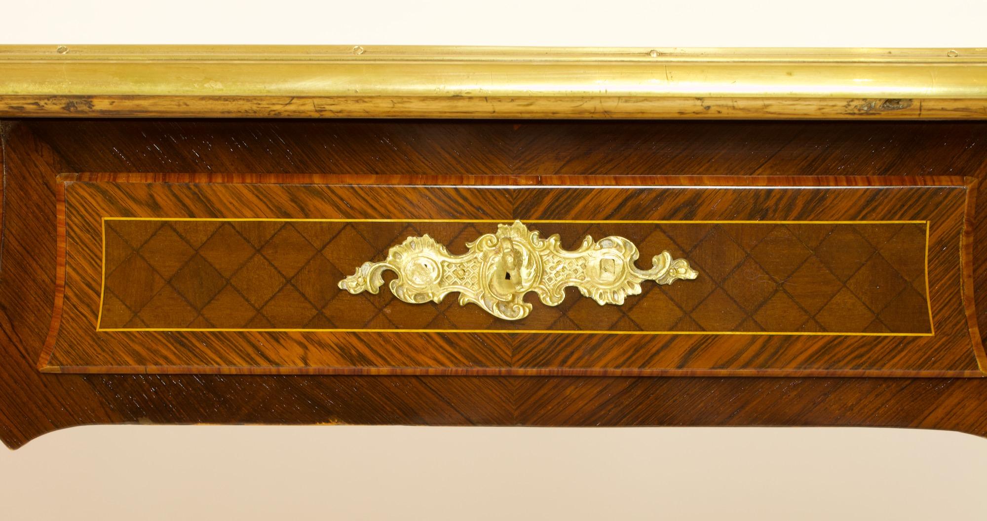 19th Century Regence Louis XV Gilt Bronze Marquetry Bureau Plat or Desk 4
