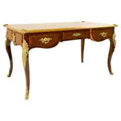 19th Century Regence Louis XV Gilt Bronze Marquetry Bureau Plat or Desk