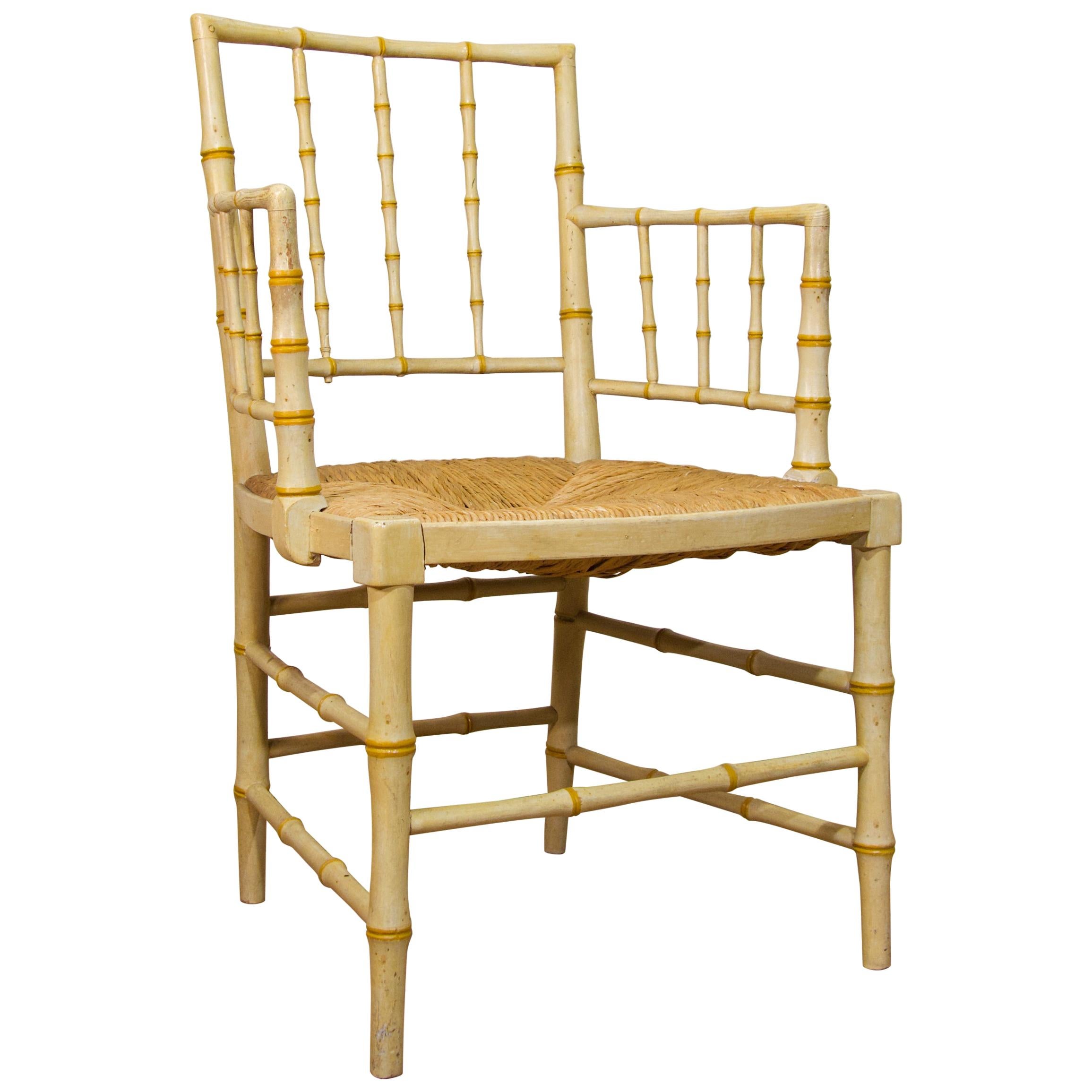 Cast metal faux Bamboo armchair by Phyllis Morris For Sale at 1stDibs