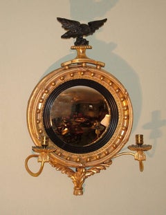 19th Century Regency Giltwood Convex Mirror