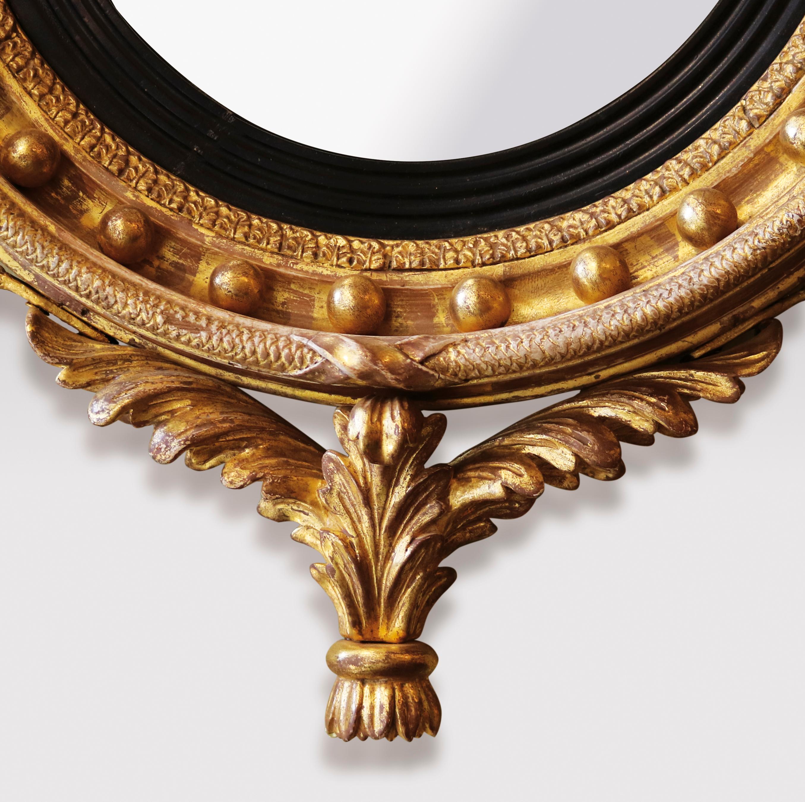 19th Century Regency Giltwood Convex Mirror In Good Condition In London, GB