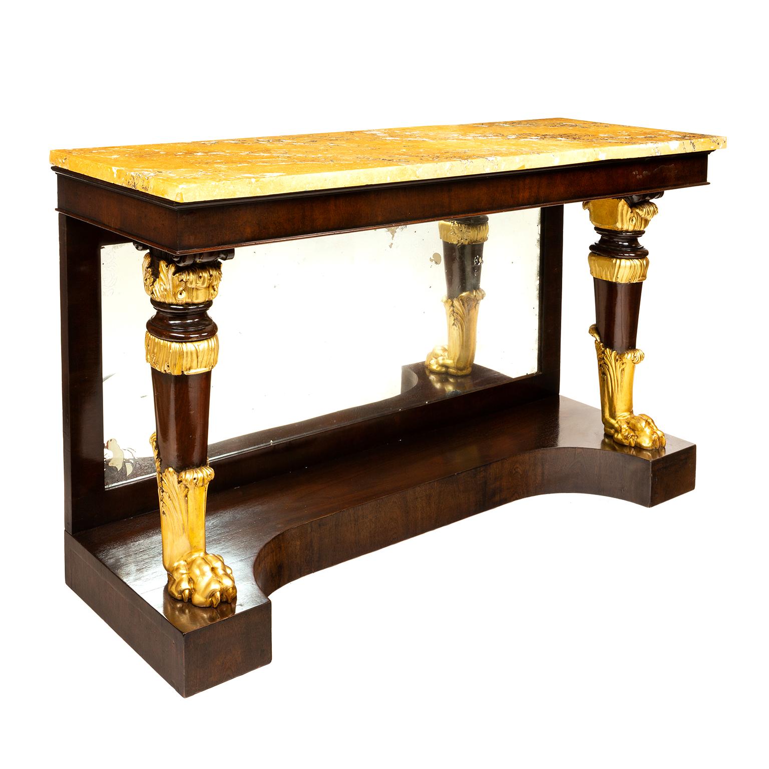 19th Century Regency Mahogany Veneered & Parcel Gilt Console Table In Good Condition In Northwich, GB