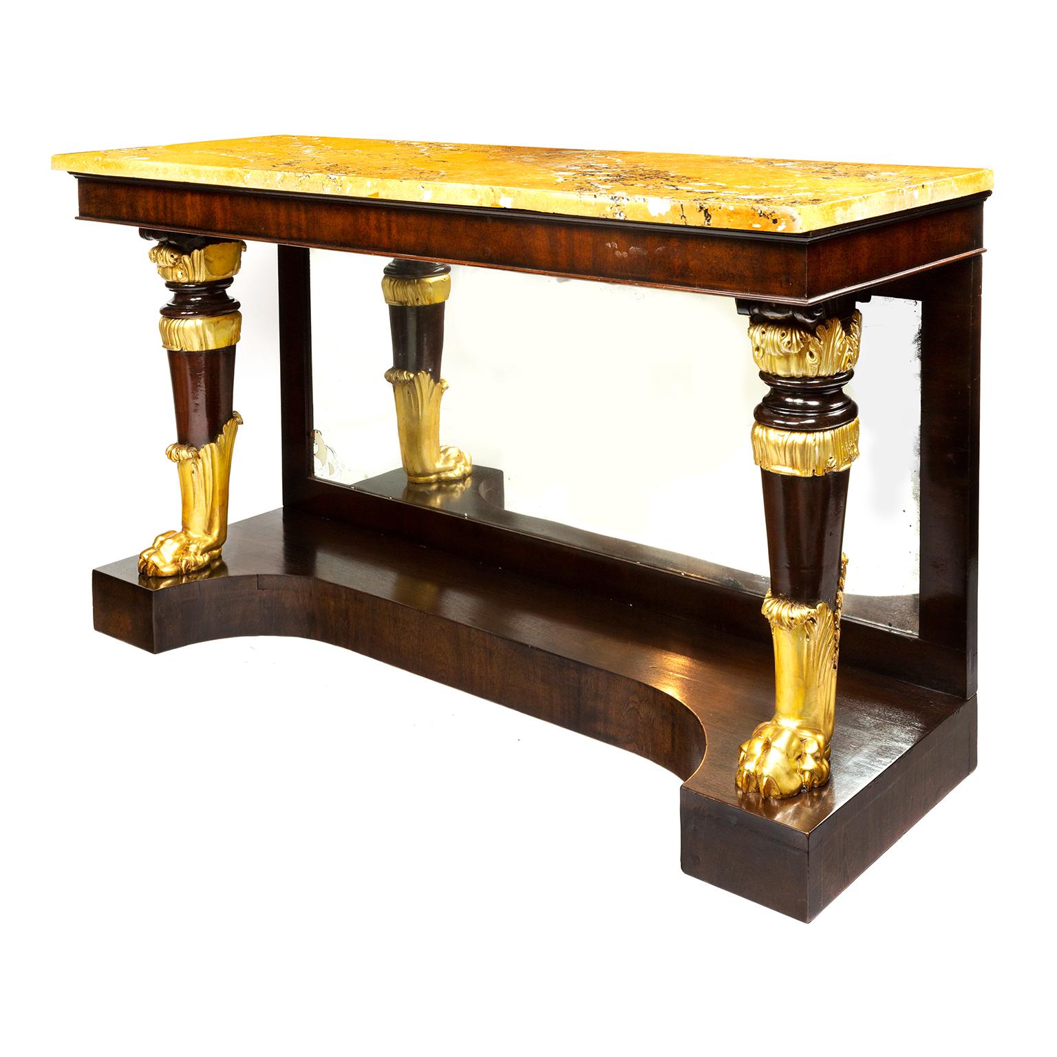 19th Century Regency Mahogany Veneered & Parcel Gilt Console Table 4