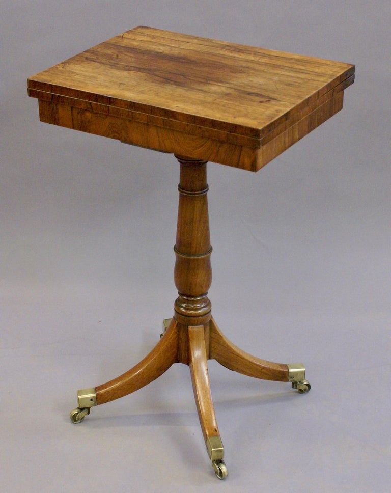 19th Century Regency Period Rosewood Folding Games Table on Pedestal