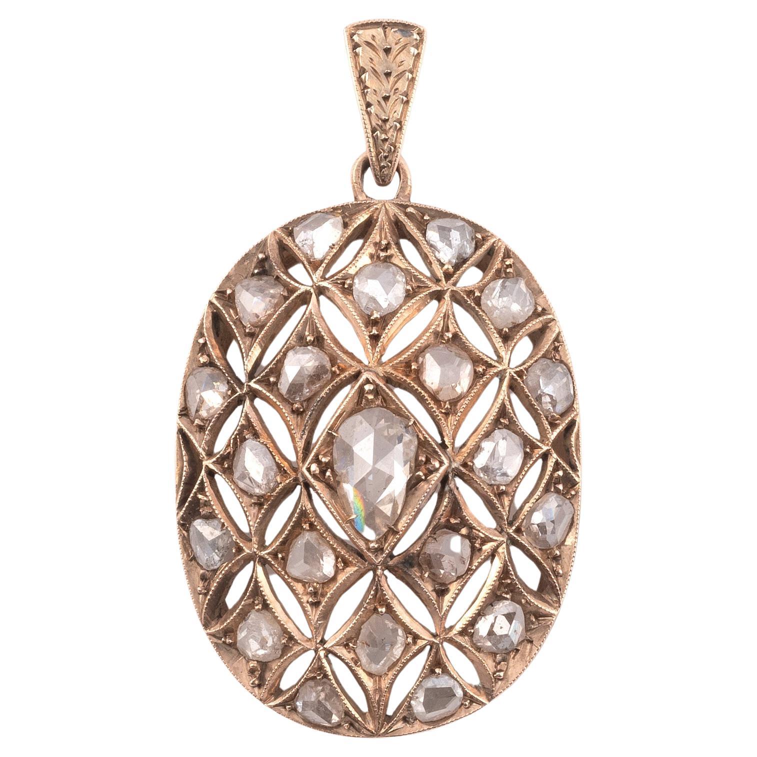 A 19th Century Rose-Cut Diamond Pendant For Sale