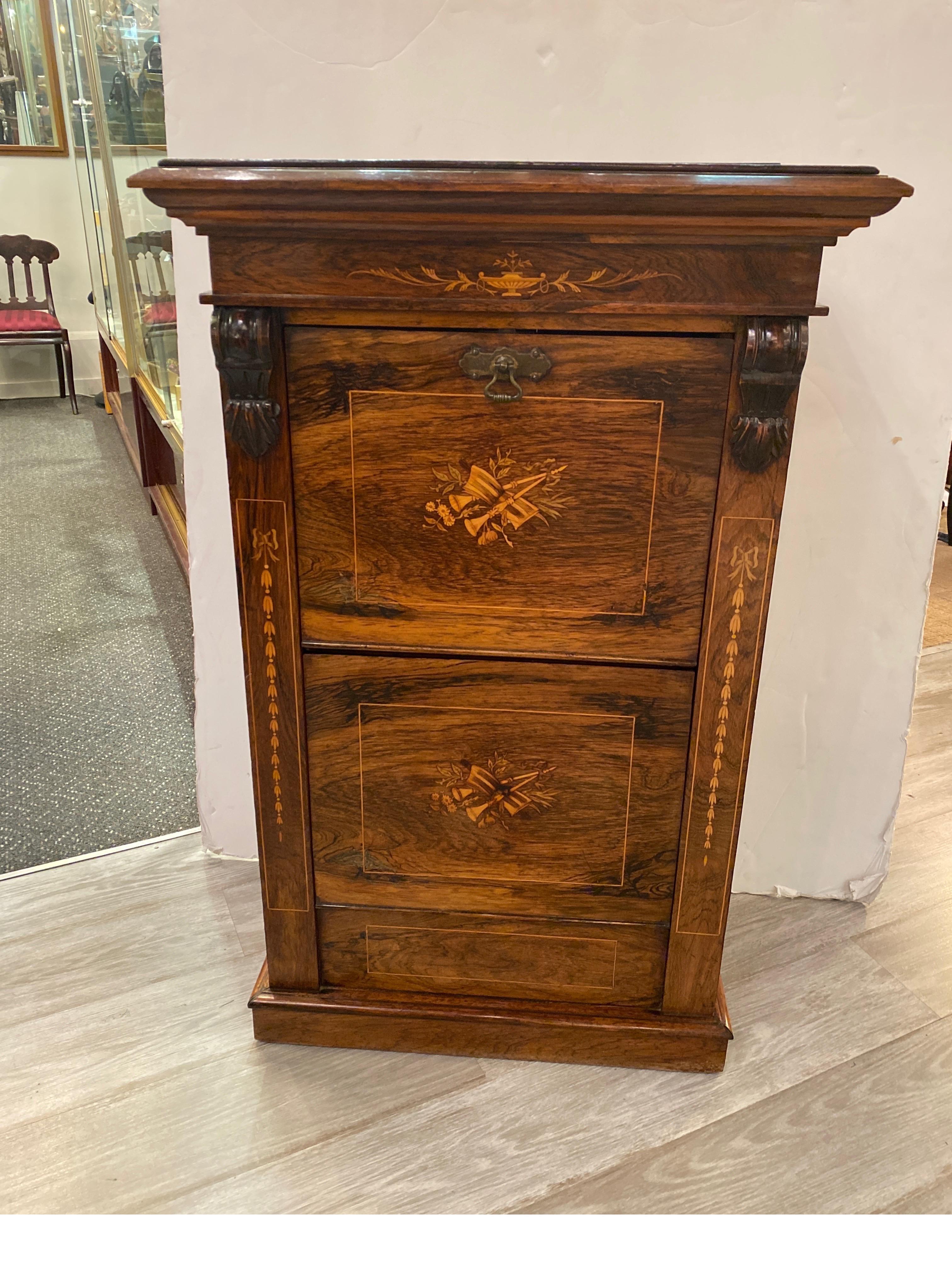 19th Century, Rosewood and Satinwood Inlaid Music Cabinet 3