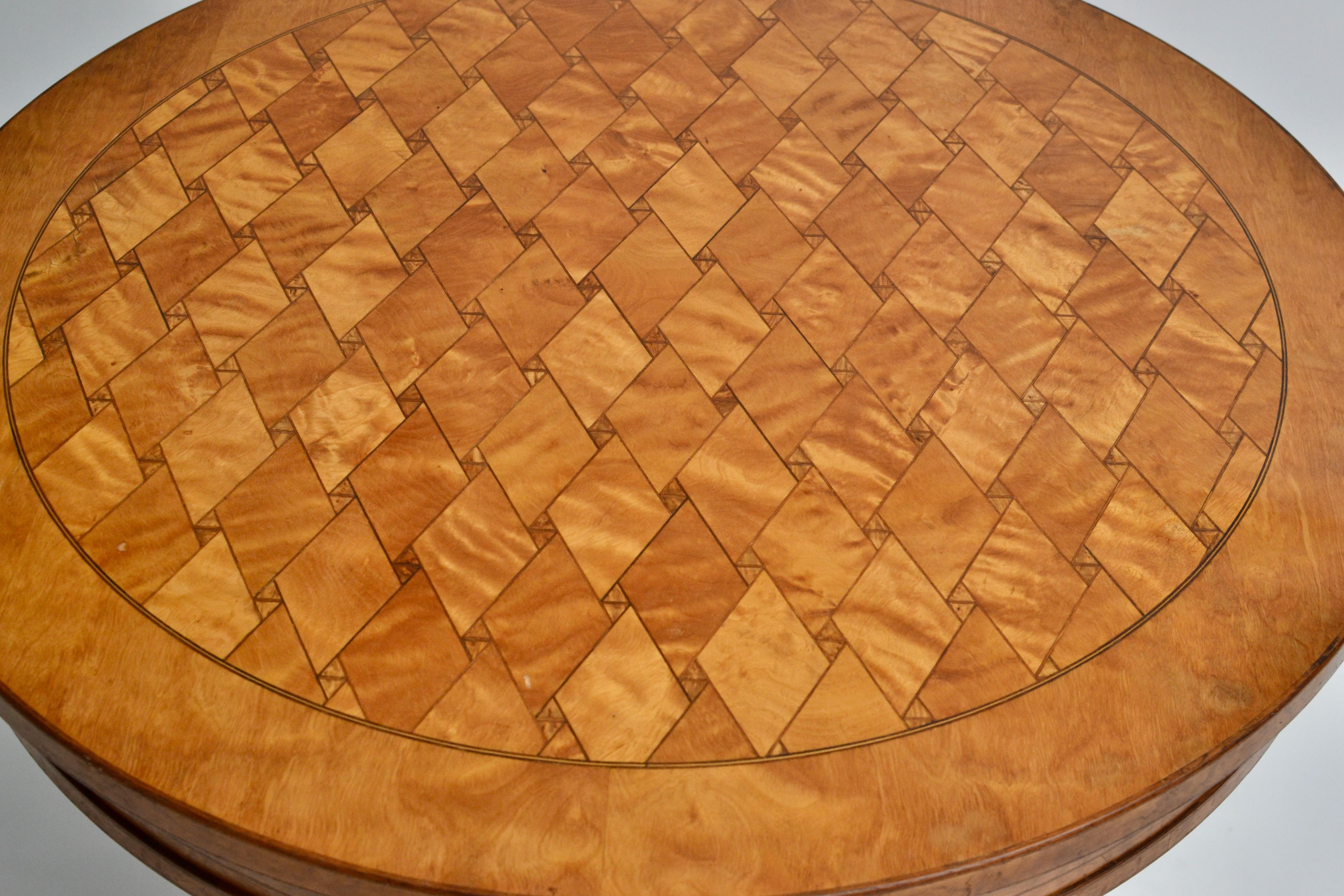 19th Century Russian Birch and Root Parquetry Gueridon Center Table 1