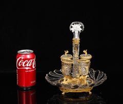 A 19th Century Russian Hand-Cut Crystal and Dore Bronze Encrier de Bureau