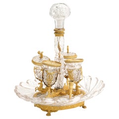 A 19th Century Russian Hand-Cut Crystal and Dore Bronze Encrier de Bureau