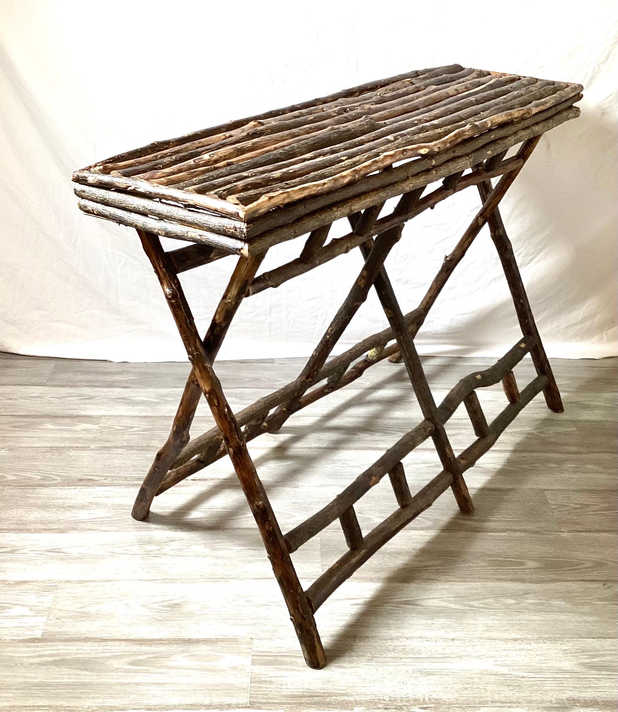 American A 19th Century Rustic Adirondack Folding Table For Sale