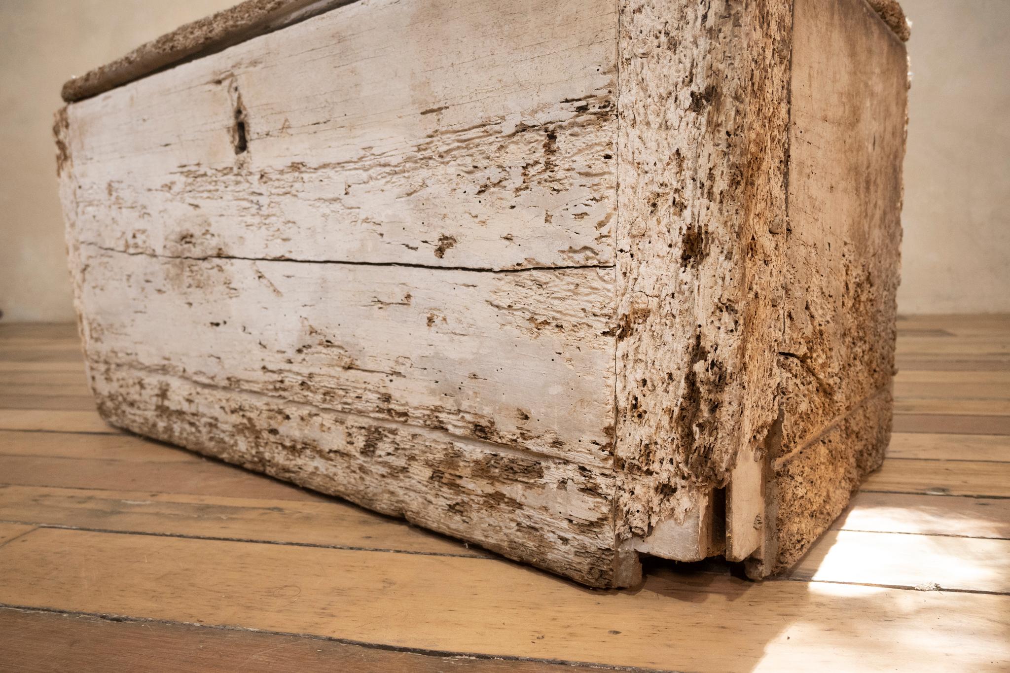 19th Century Rustic Painted Country House Trunk, Coffee Table For Sale 5