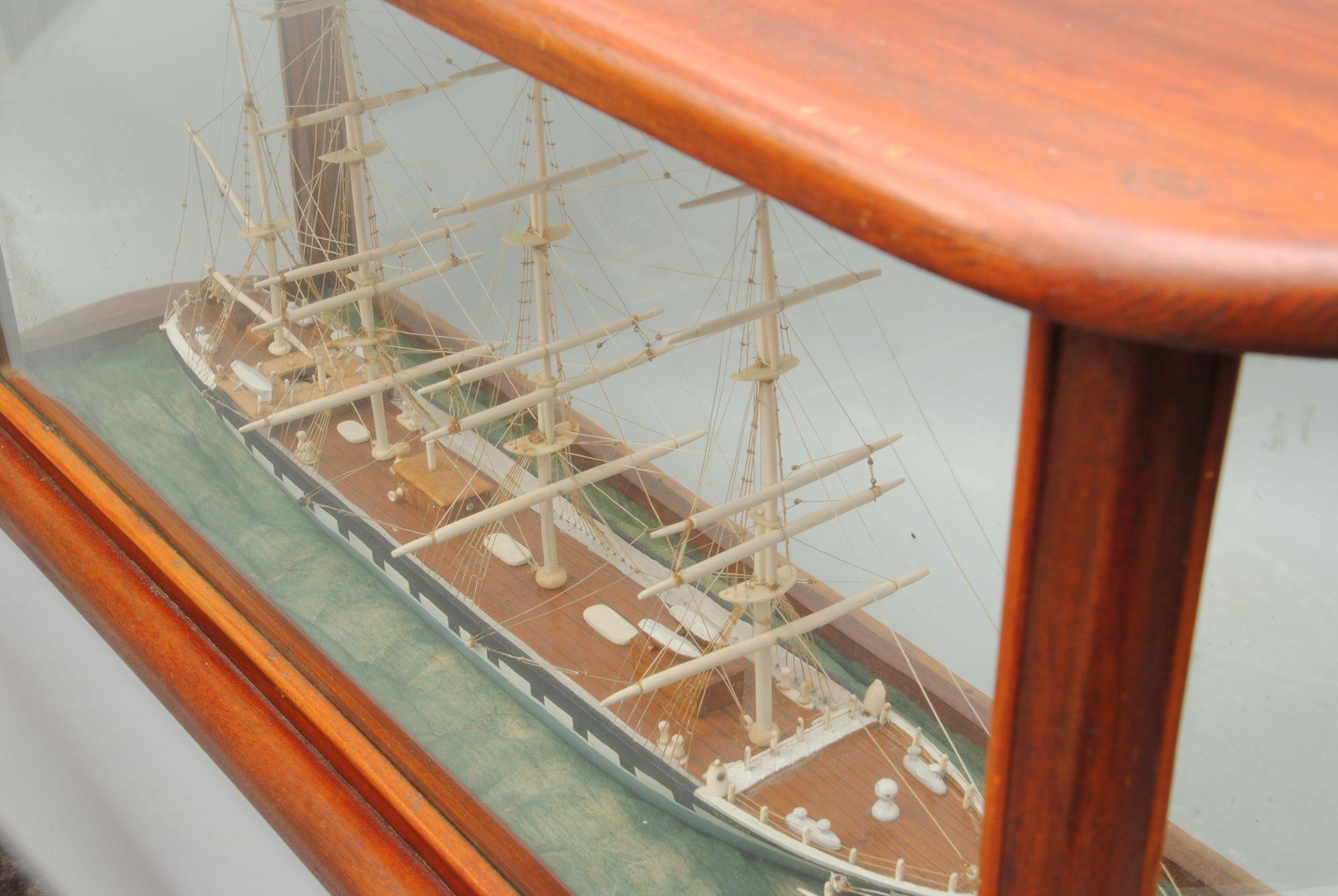 European 19th Century Sailor Work Bone Model of a Four Masted Schooner Named Peggy For Sale