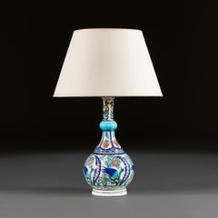 A 19th Century Samson Iznik Style Ceramic Bottle Vase as a Lamp