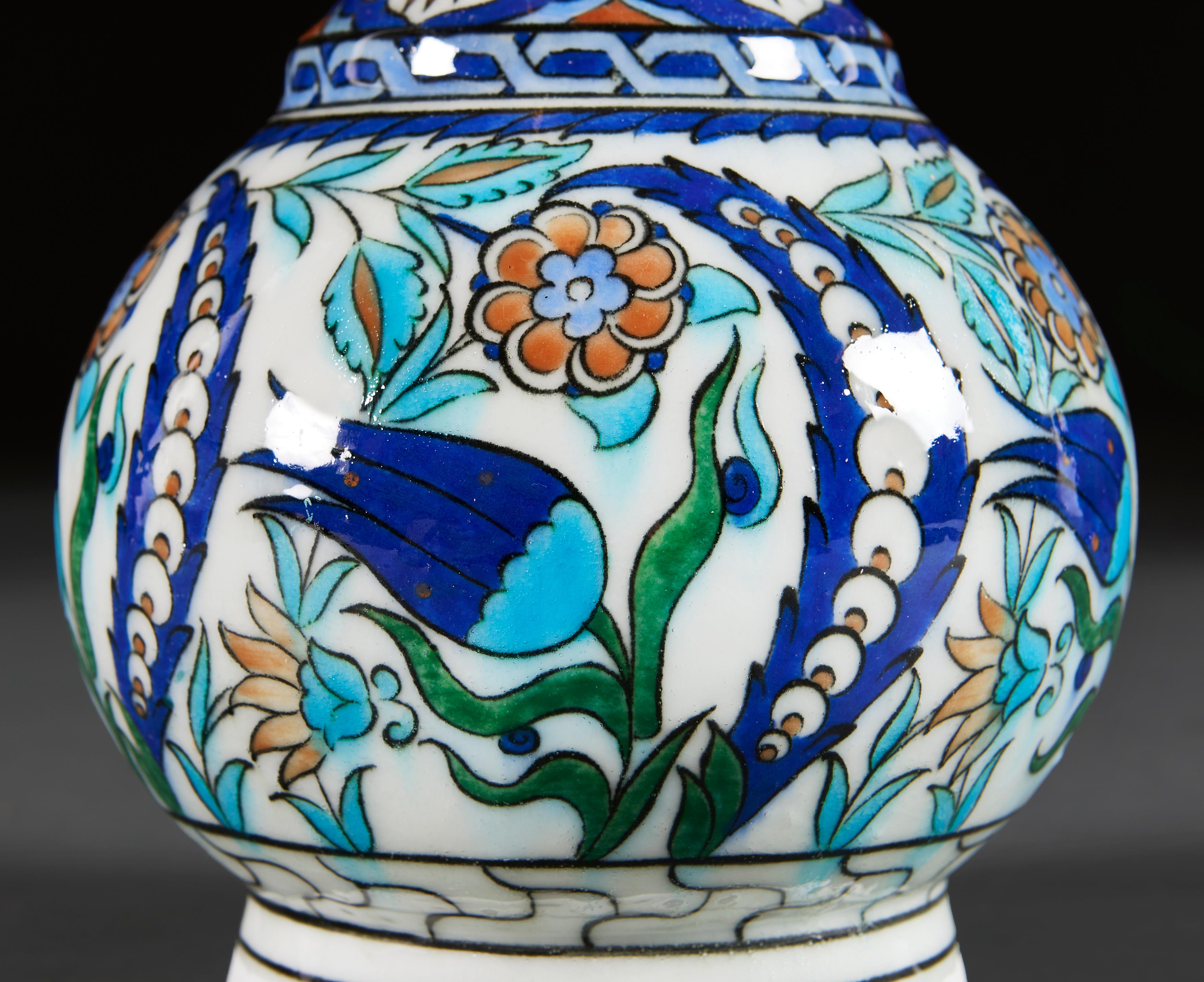 Vase bouteille en céramique de style Samson Iznik du 19ème siècle converti en lampe Bon état - En vente à London, GB