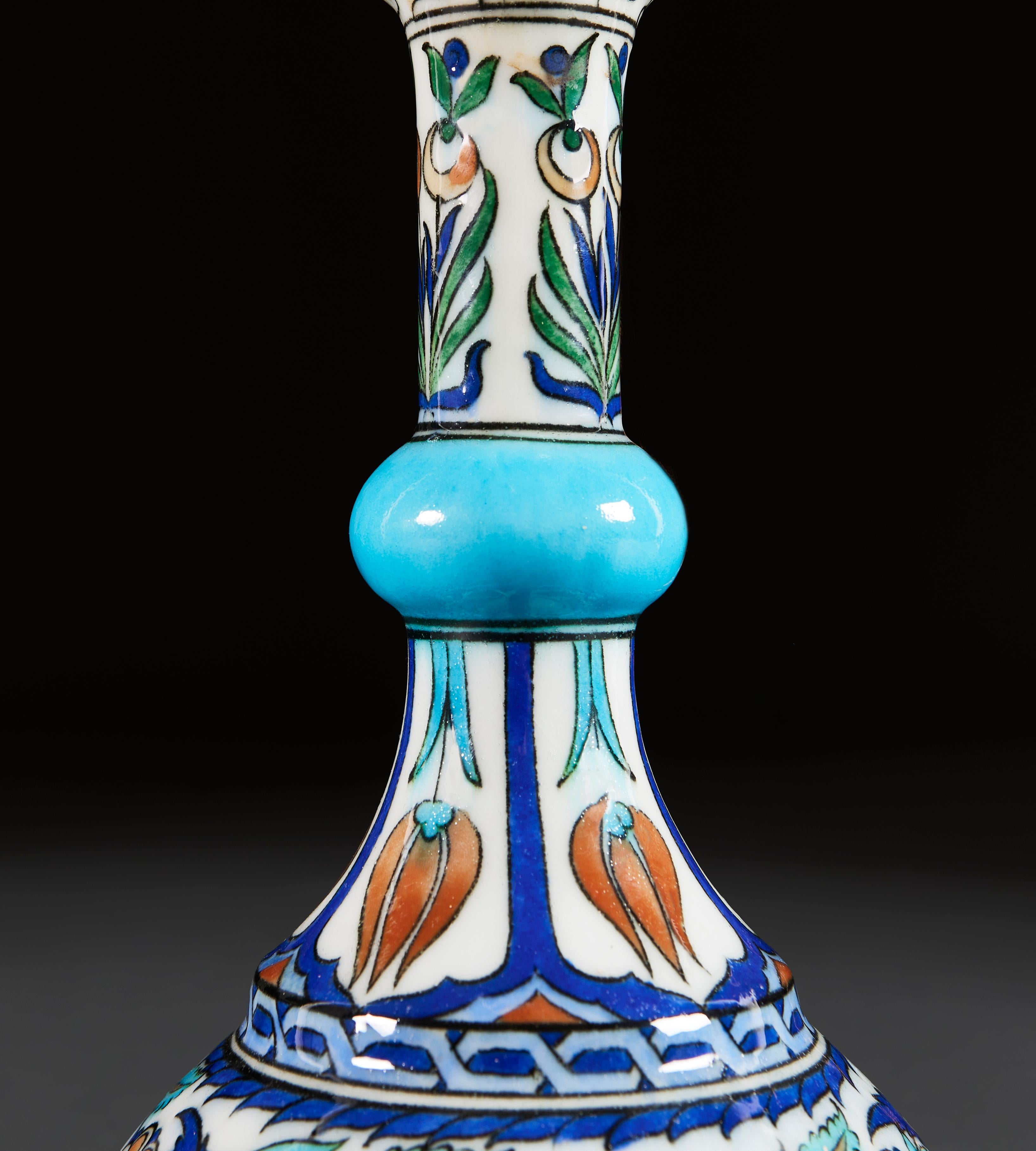 A 19th Century Samson Iznik Style Ceramic Bottle Vase as a Lamp For Sale 1