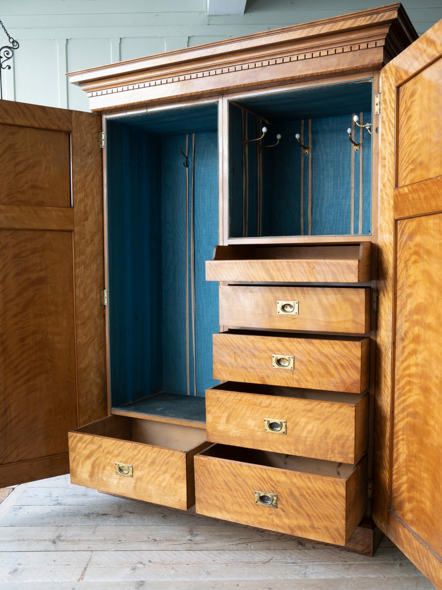 19th Century Satin Birch Compactum Wardrobe 6