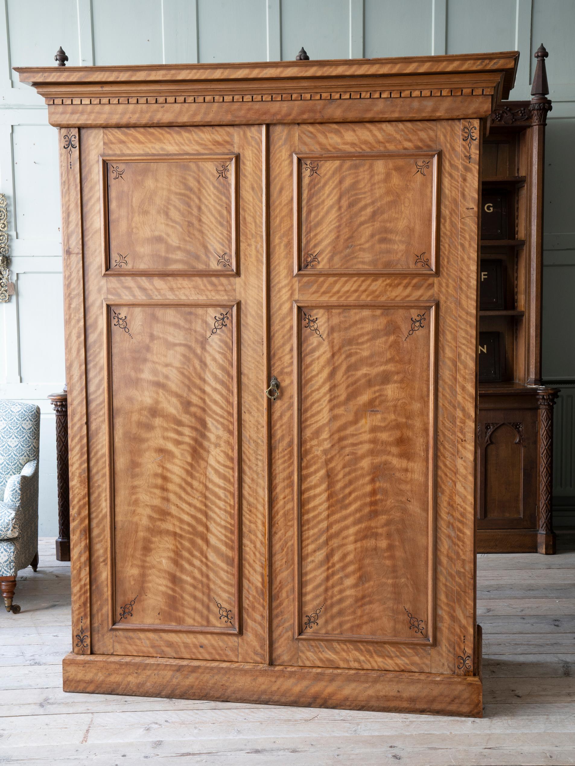 19th Century Satin Birch Compactum Wardrobe 11