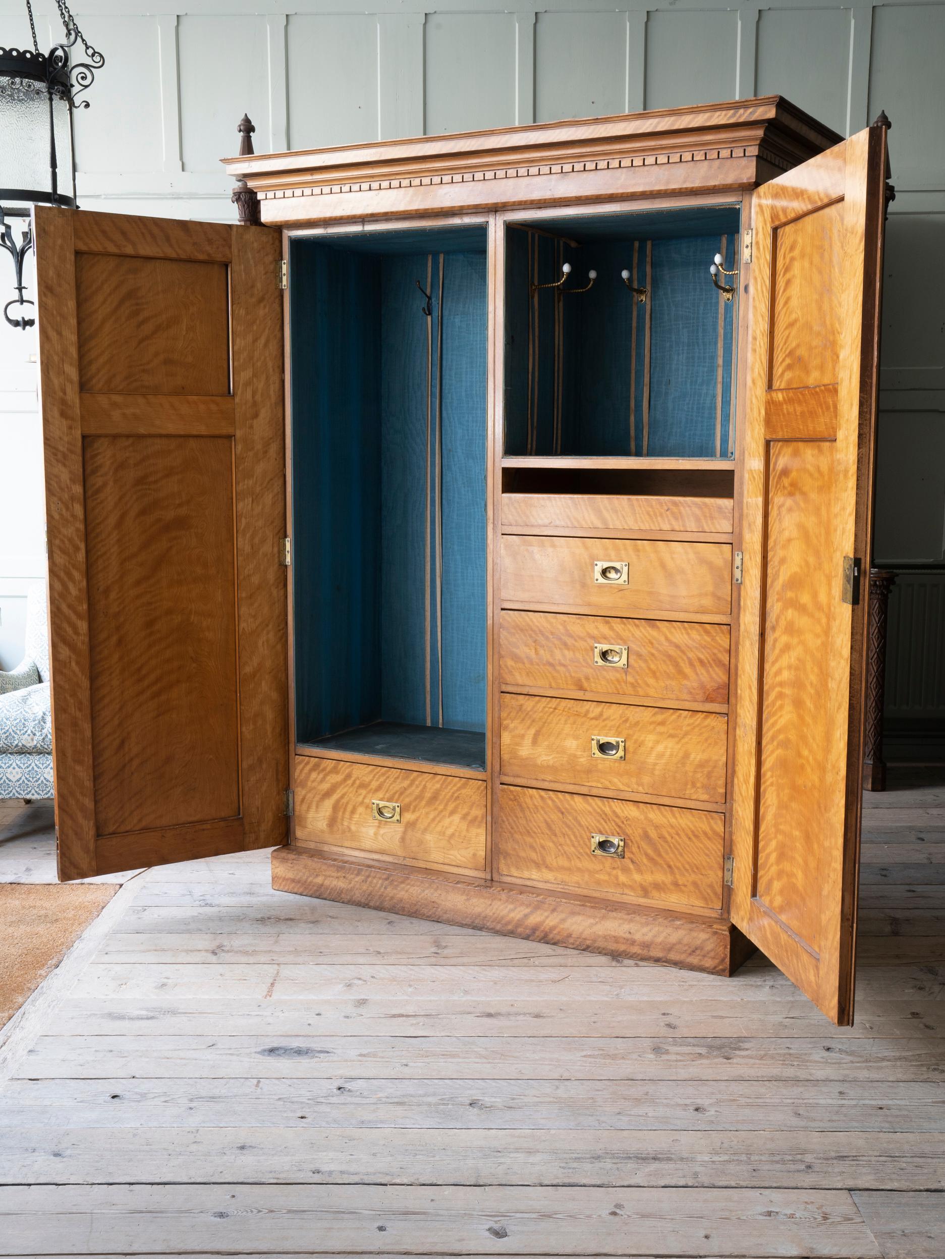 19th Century Satin Birch Compactum Wardrobe 1