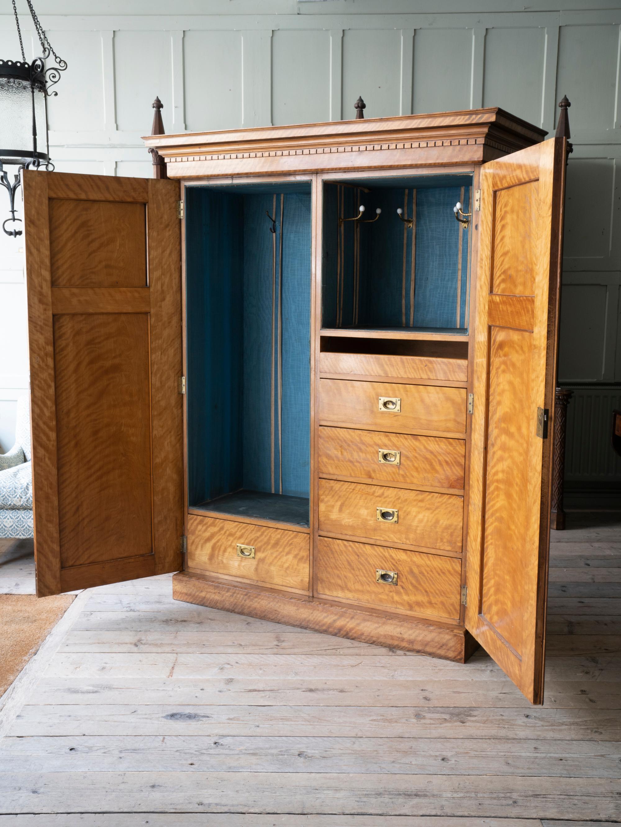 19th Century Satin Birch Compactum Wardrobe 2