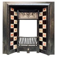 A 19th Century Scottish Victorian Tiled Cast Iron Fireplace Insert.