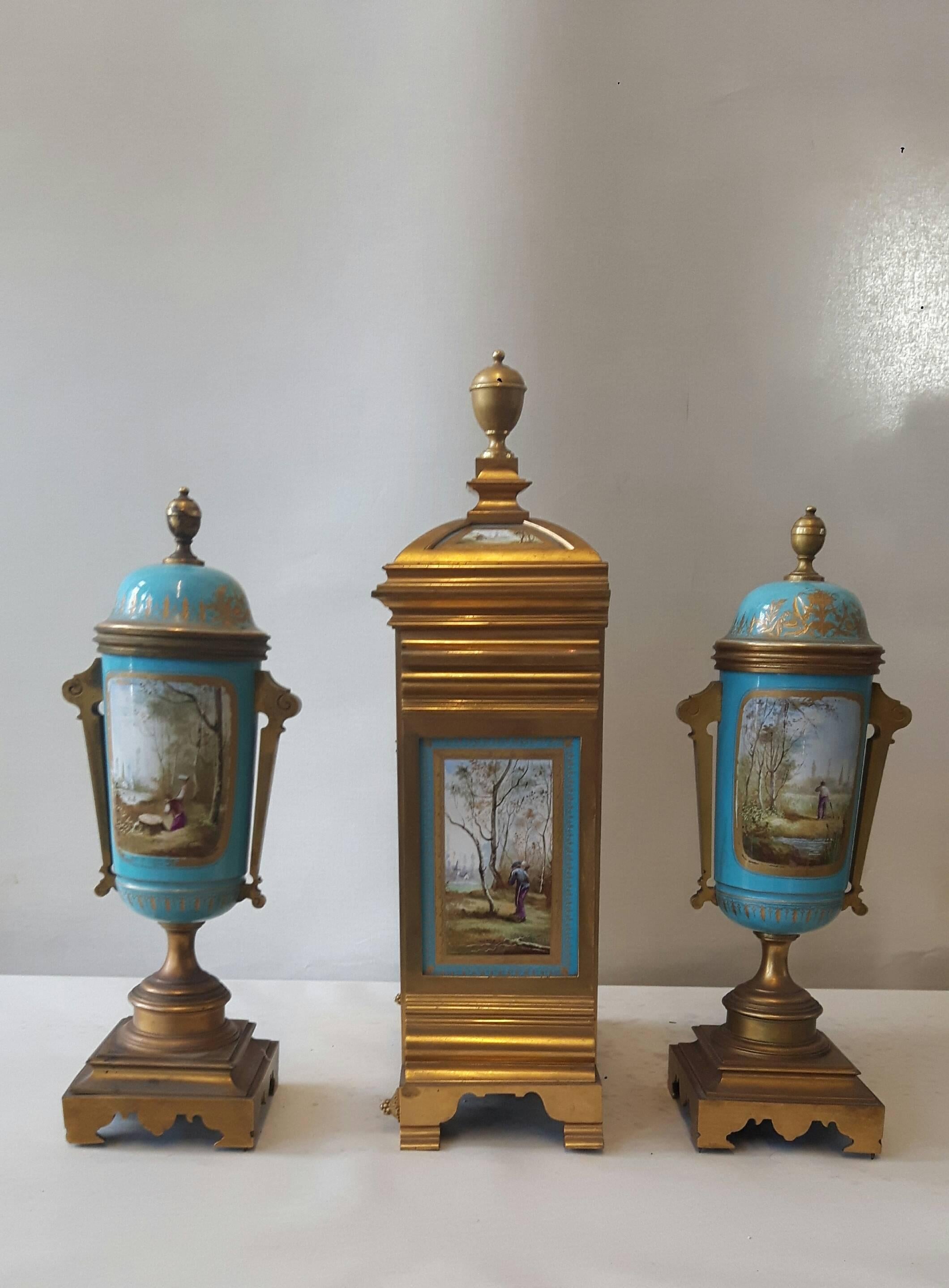 Cast 19th Century Sevres-Style Garniture For Sale