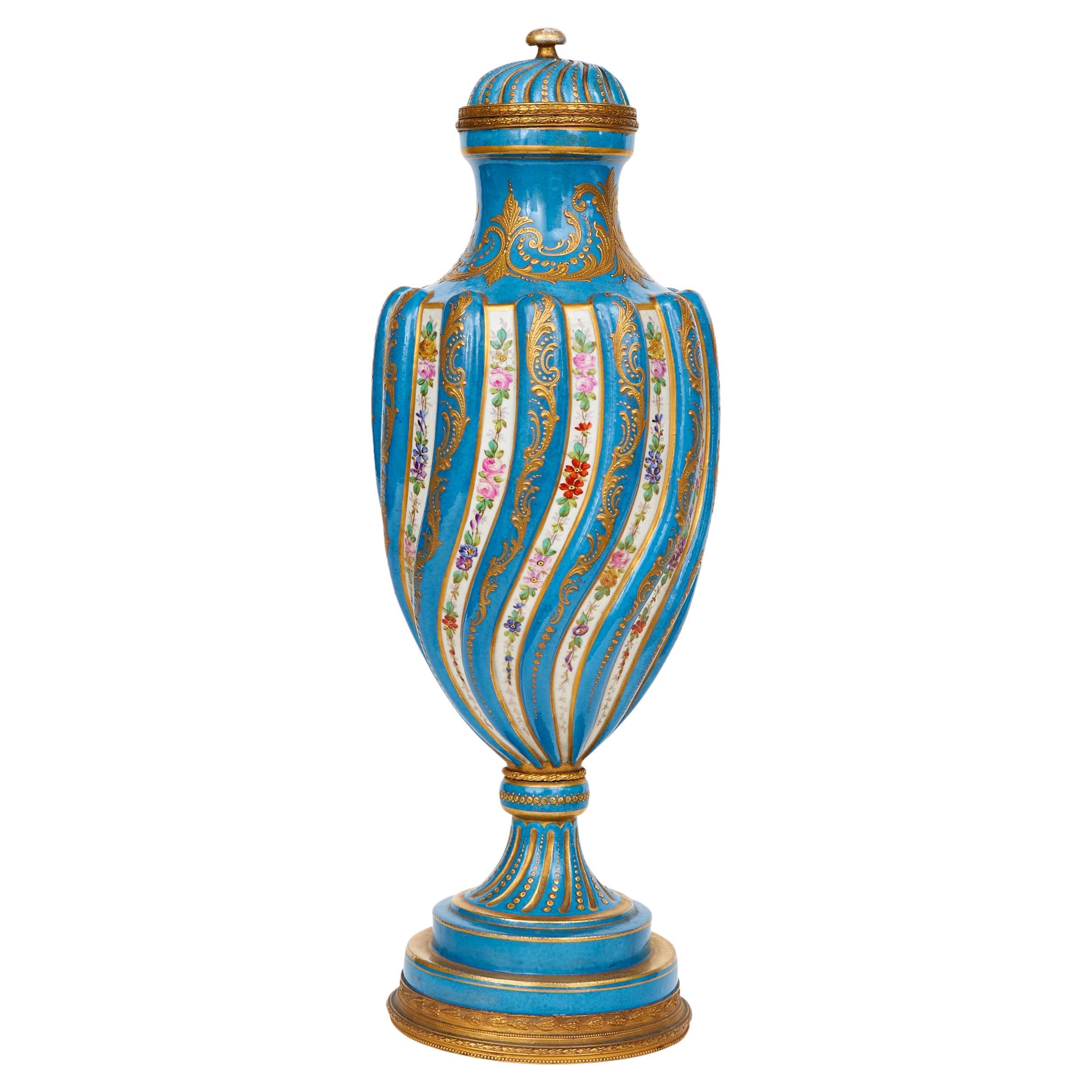 A 19th century Sevres Style Porcelain Vase And Cover With Gilt Metal Mounted 