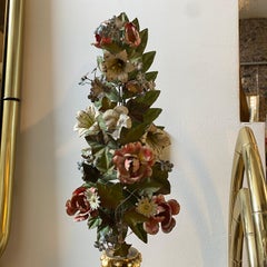 19th Century Sicilian Palm Holders with a Coeval Metal Flowers Composition