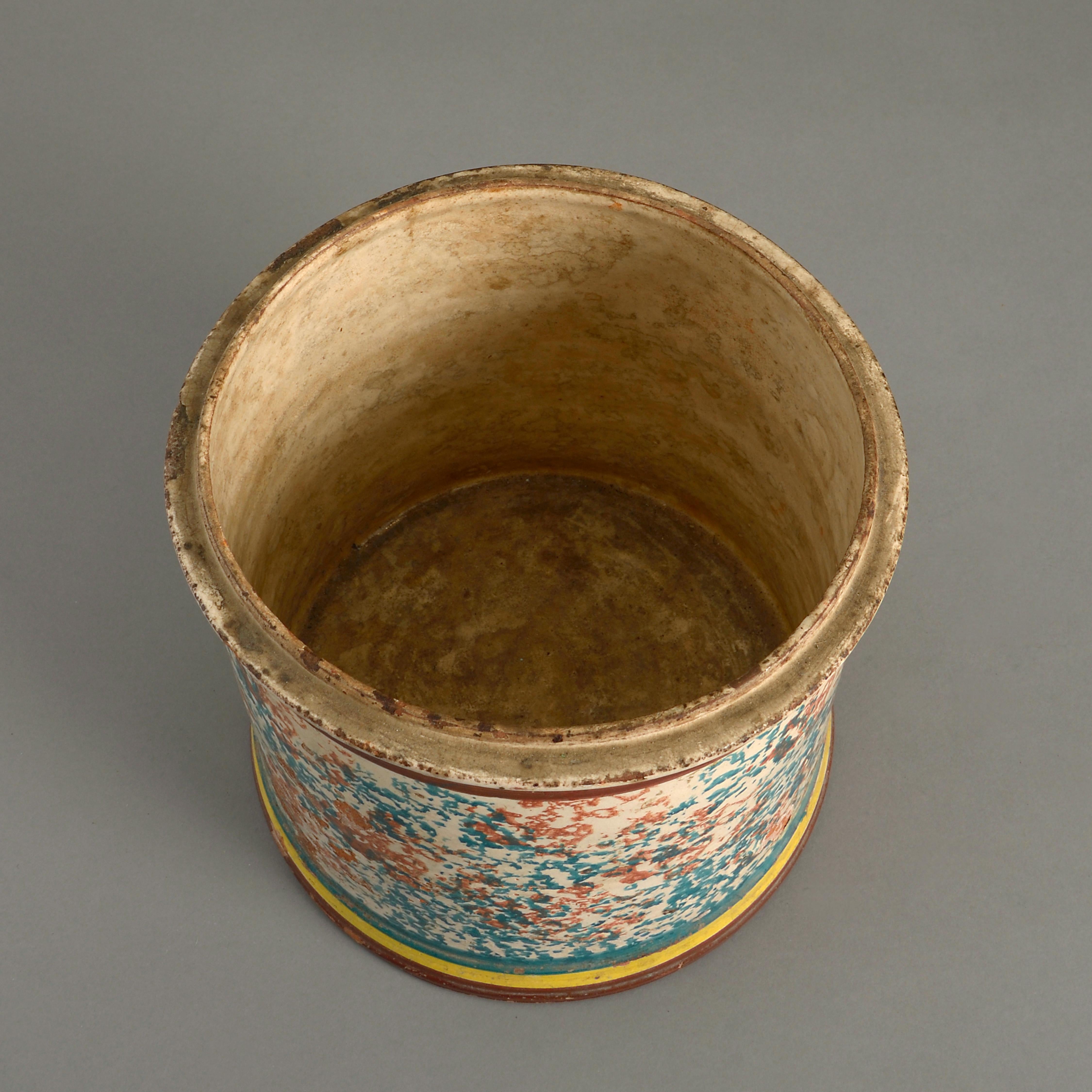 19. Jahrhundert Sizilianische Keramik Pflanzgefäß (Glasiert)