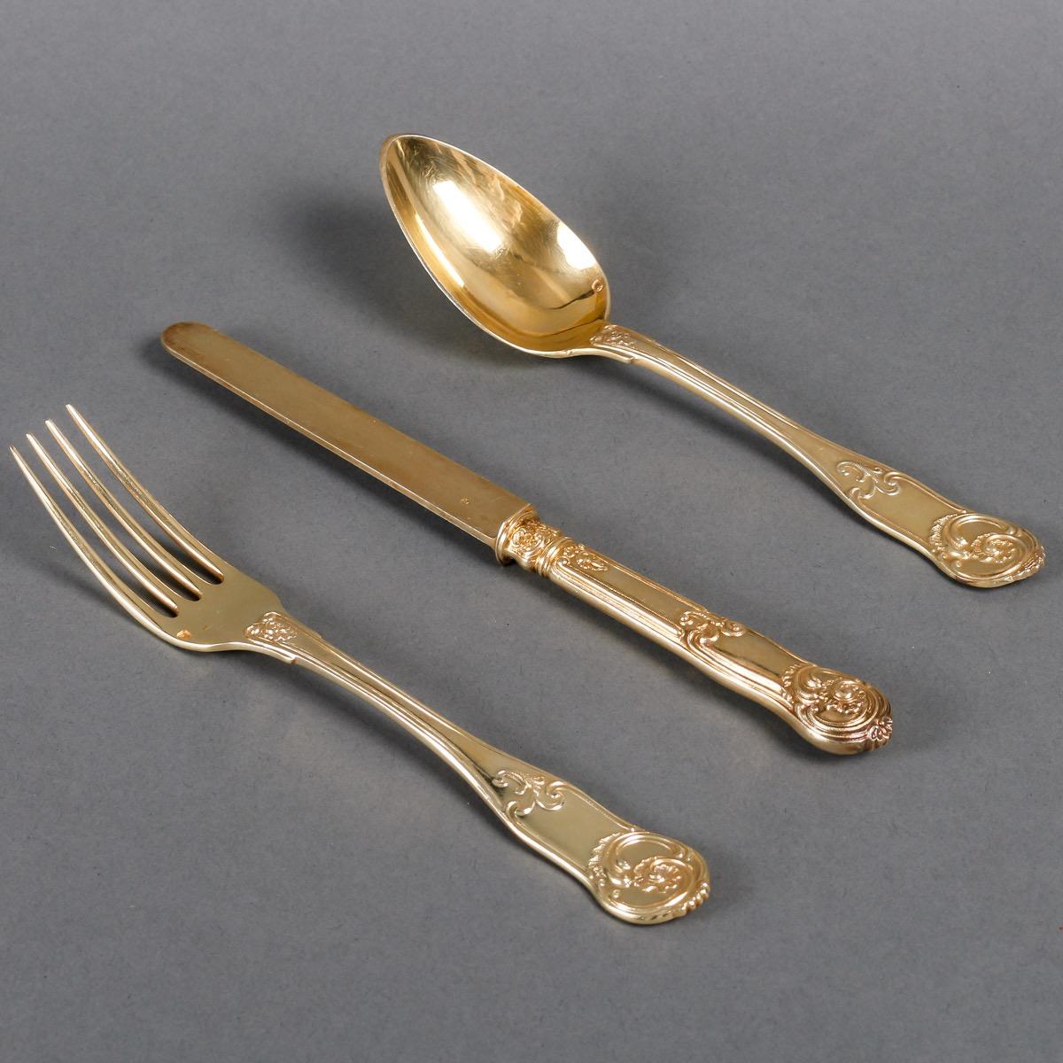 A 19th Century Silver Gilt Cutlery Box by Odiot Orfèvre du Roy Paris 1