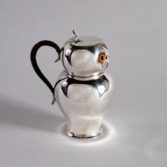 19th Century Silver Hot Chocolate Pot in the Form of an Owl, HJ LINTON, Paris