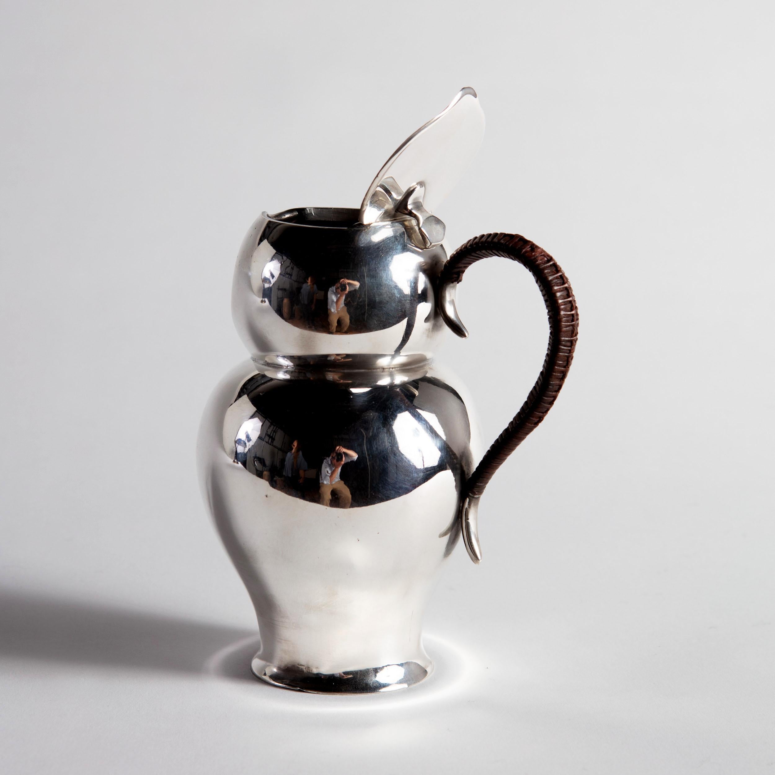 19th Century Silver Hot Chocolate Pot in the Form of an Owl, HJ LINTON, Paris In Good Condition In London, GB